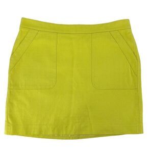 LOFT Bright Citron Yellow Mini Skirt Pockets Women Size 8 Fun Colorful Statement